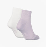 Calvin Klein 2 Pack Logo Trainer Womens Ankle Socks Lilac side view showcasing lilac and white socks.