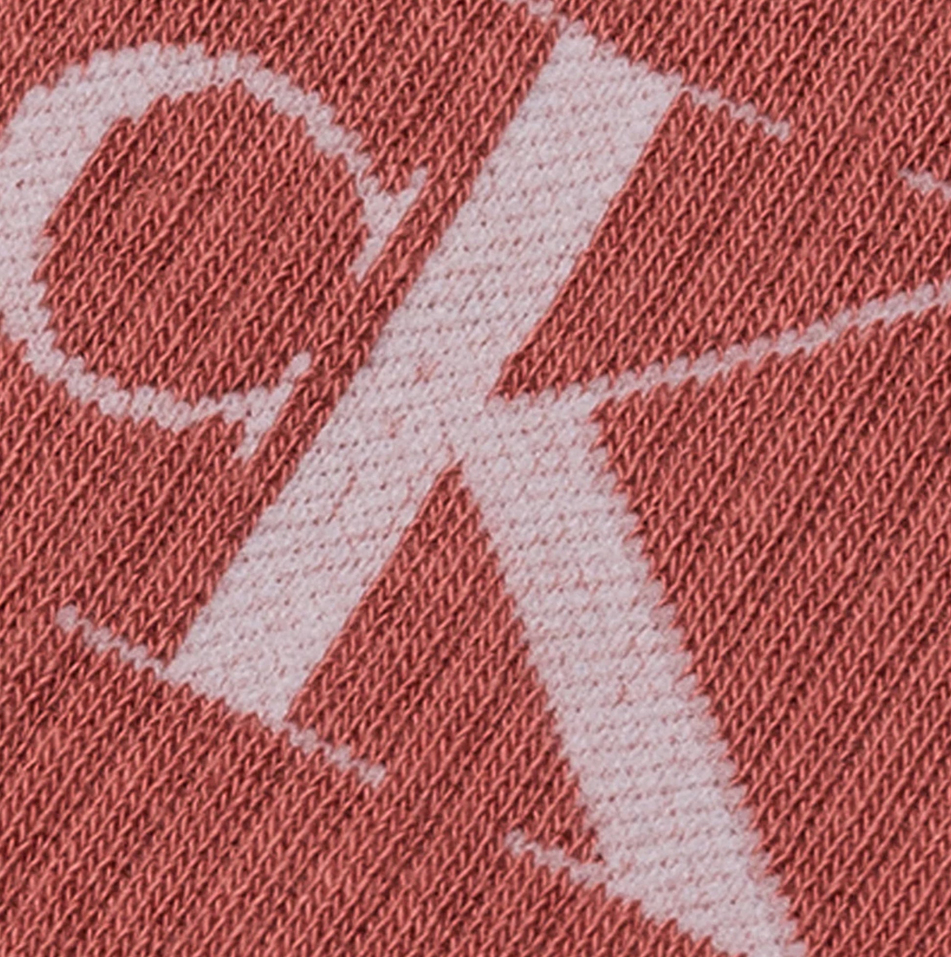 Calvin Klein 4 Pack Giftboxed Trainer Womens Crew Socks Pink Combo detail view of fabric with CK logo
