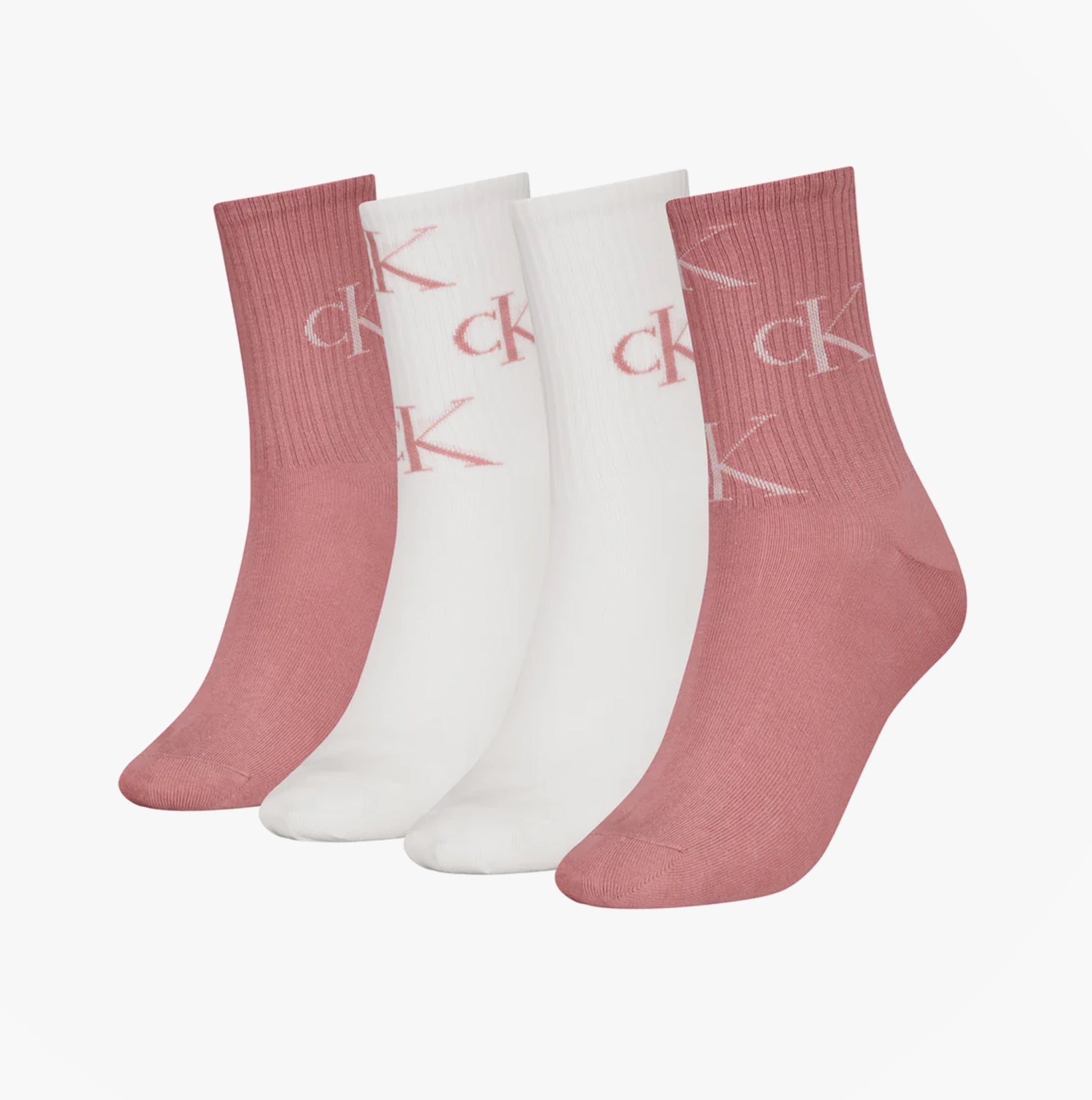 Calvin Klein 4 Pack Giftboxed Trainer Womens Crew Socks Pink Combo