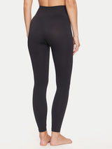Calvin Klein GYM SIDE LOGO Leggings Black back view showcasing slim fit and mid-rise waistband.