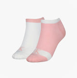 Calvin Klein 2 Pack Trainer Womens Ankle Socks Pink/White side view showcasing one pink and one white sock.