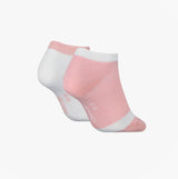 Calvin Klein 2 Pack Trainer Womens Ankle Socks Pink/White side view showcasing the soft cotton blend and sporty design.