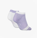 Calvin Klein 2 Pack Trainer Womens Ankle Socks Lilac/White side view showcasing lilac and white ankle socks.