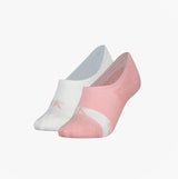 Calvin Klein 2 Pack Womens Invisible Socks Pink/White side view showcasing soft cotton blend and stylish design.
