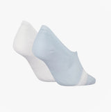 Calvin Klein 2 Pack Womens Invisible Socks Blue/White side view showing one blue and one white sock.