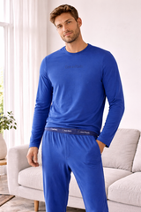 Calvin Klein T-Shirt JOGGER SET Mens Pyjama Set Dark Denim