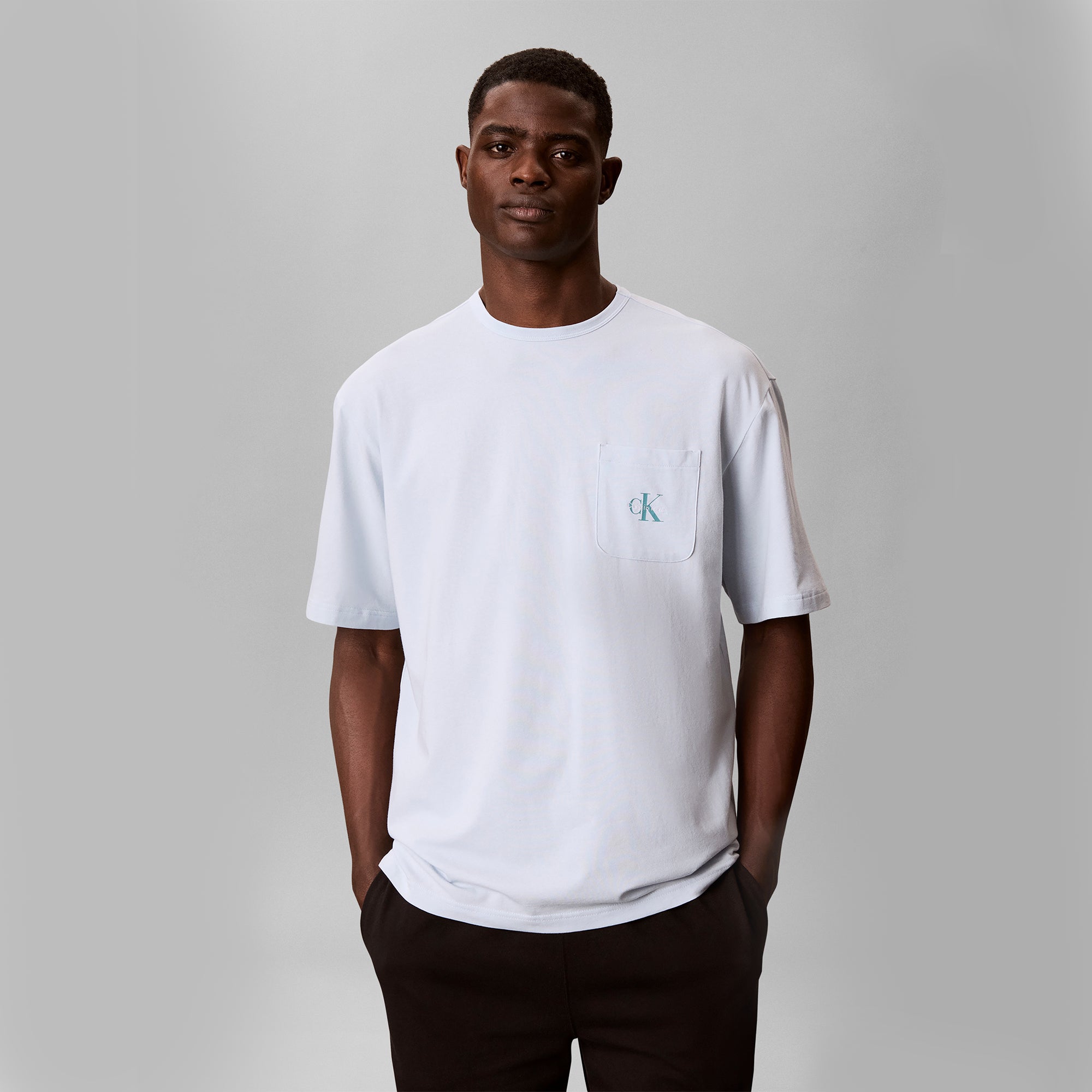 Calvin Klein MONOGRAM S/S CREW NECK Mens T-Shirt Ballad Blue