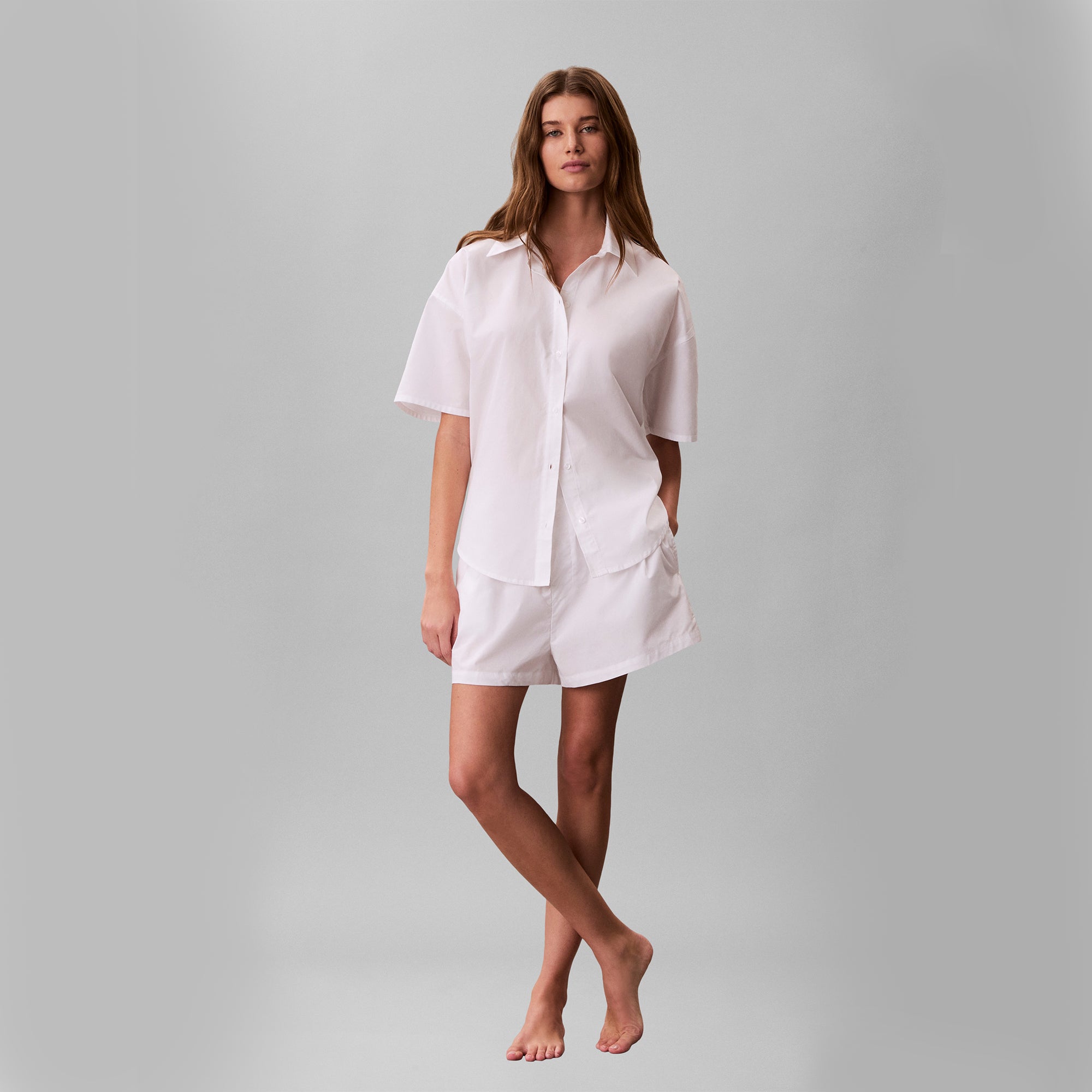 Calvin Klein COVERED WB POPLIN SHORT Womens Pyjama Bottoms Classic White