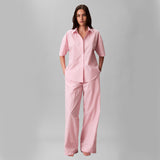Calvin Klein SS SHIRT PANT Set Womens Pyjama Set Sera Stripe Cradle Pink