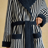 Joules V63813 MATILDA Ladies Robe Navy/Cream Stripe Womens Bathrobe Navy/Cream Stripe
