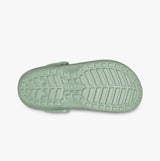 Crocs 203591-3WP CLASSIC LINED Unisex Clogs Moss/Multi bottom view showcasing Croslite sole with traction pattern.