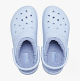 Top view of Crocs 203591-4NS CLASSIC LINED Womens Clogs Blue Calcite with soft faux fur lining