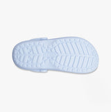 Crocs 203591-4NS CLASSIC LINED Womens Clogs Blue Calcite bottom view showing the flat sole design and traction pattern.