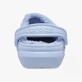 Back view of Crocs 203591-4NS CLASSIC LINED Womens Clogs Blue Calcite with faux fur lining and Croslite sole.