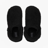 Crocs CLASSIC COZZZY Unisex Slippers Black top view showing soft faux fur upper and round toe design.