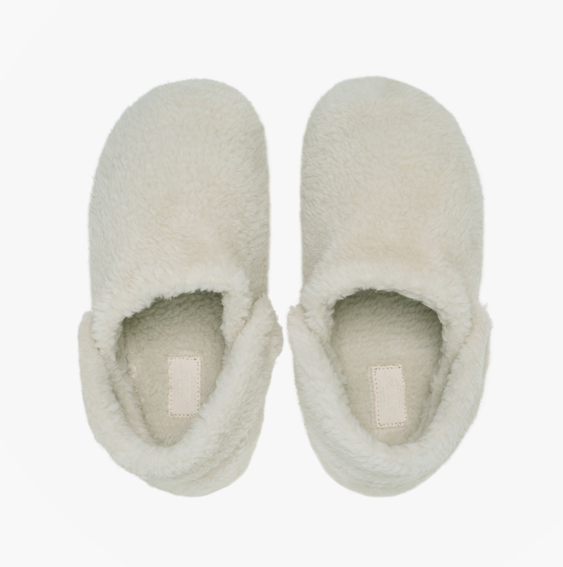 Crocs CLASSIC COZZZY Unisex Slippers Stucco top view of faux fur slippers in light color
