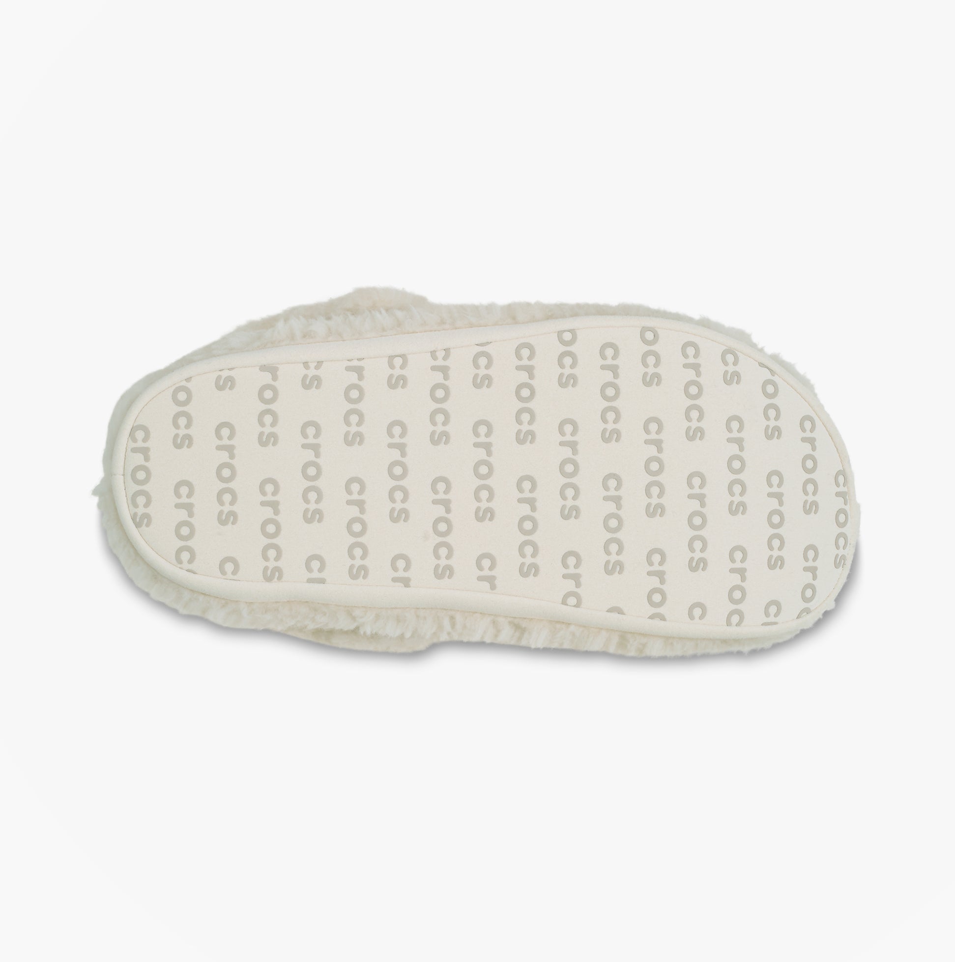 Crocs CLASSIC COZZZY Unisex Slippers Stucco underside view showing faux fur lining and synthetic sole.