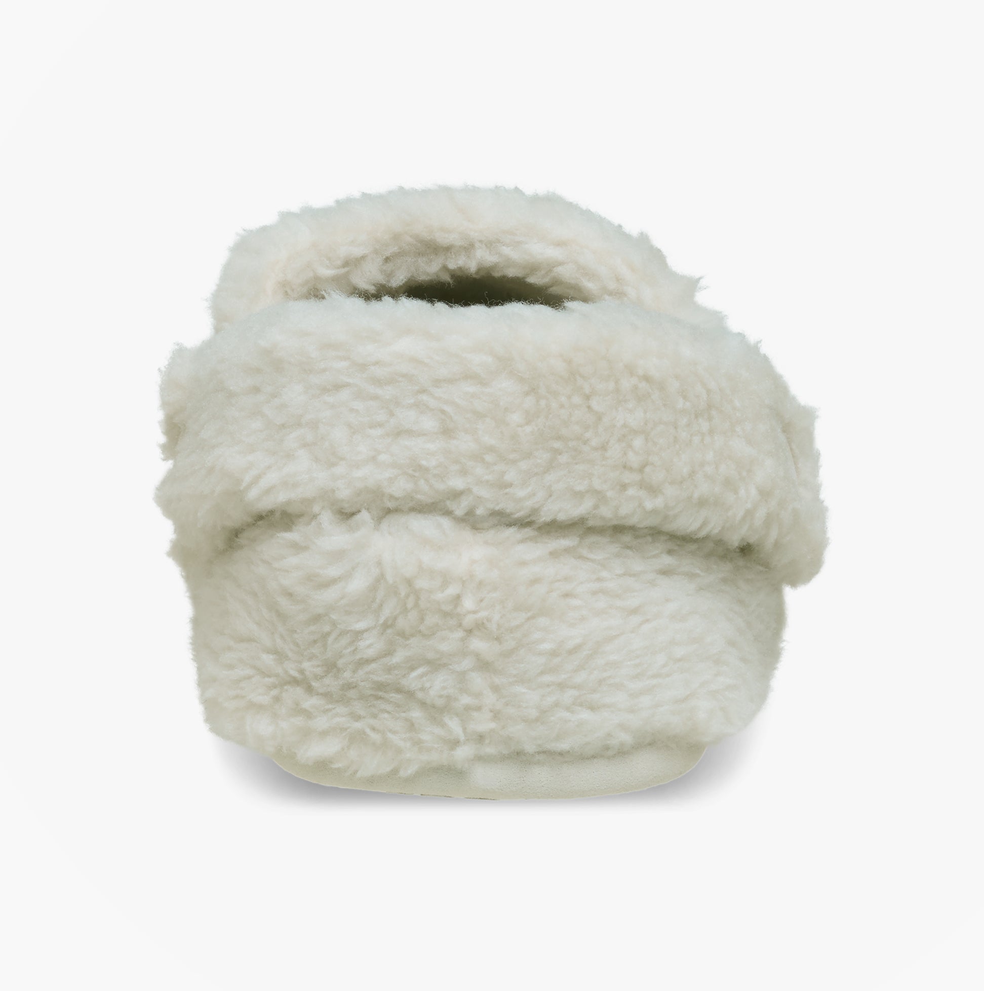 Crocs CLASSIC COZZZY Unisex Slippers Stucco front view showing the soft faux fur upper and round toe design.