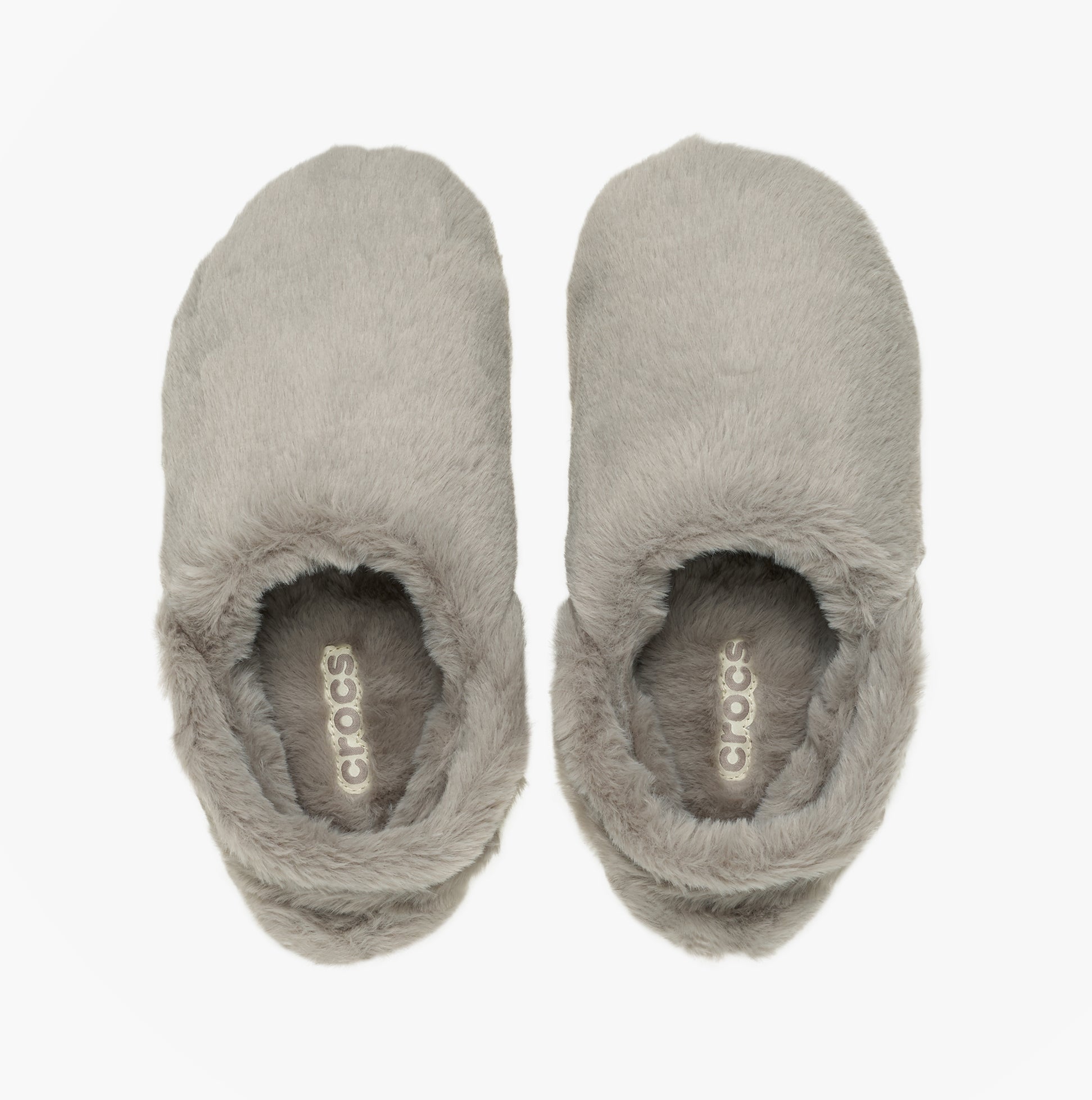 Crocs CLASSIC UNFURGETTABLE Womens Clogs Mushroom top view showing soft faux fur design and comfort fitting.