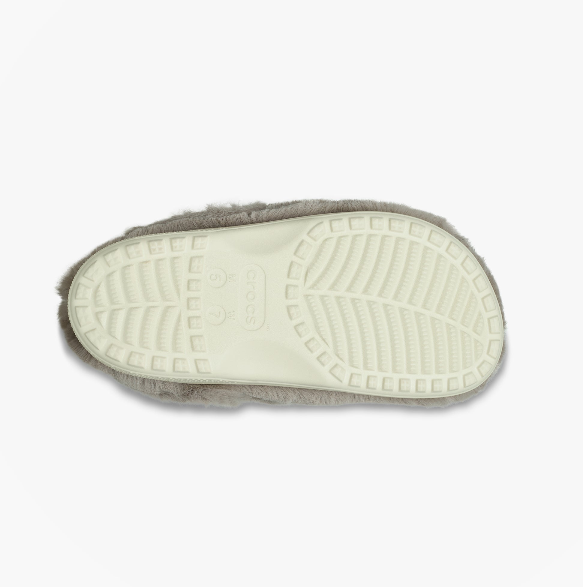 Crocs CLASSIC UNFURGETTABLE Womens Clogs Mushroom bottom view with faux fur lining and Croslite sole.