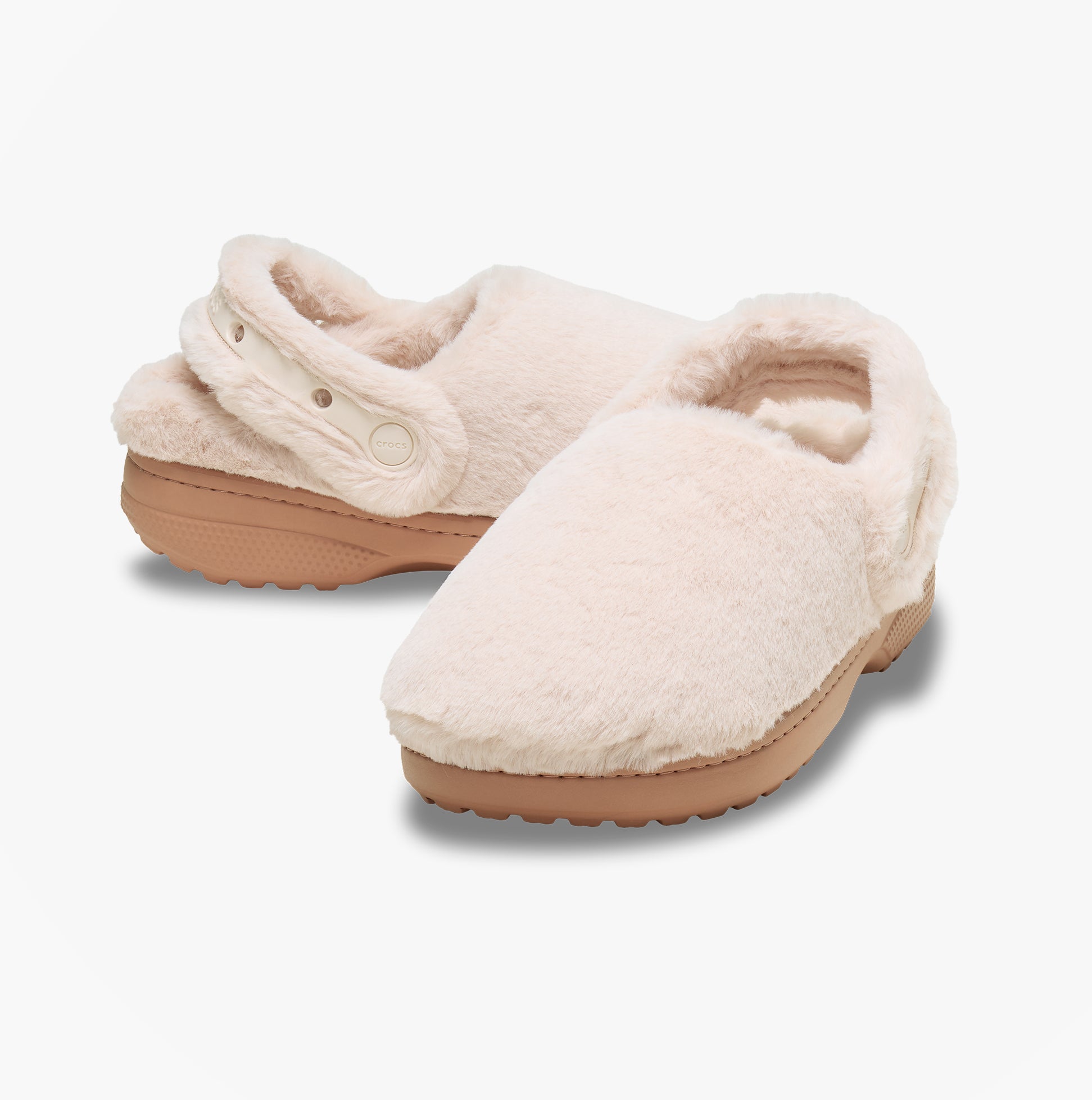 Crocs CLASSIC UNFURGETTABLE Womens Clogs Quartz side view showing faux fur upper and padded footbed.
