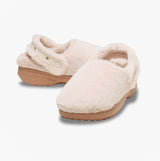 Crocs CLASSIC UNFURGETTABLE Womens Clogs Quartz side view showing faux fur upper and padded footbed.