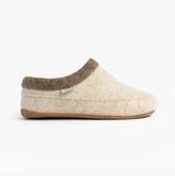 Toni Pons ALBONS Womens Wedge Mule Slippers Beige side view showcasing soft felt material and slip-on design.