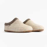Toni Pons ALBONS Womens Wedge Mule Slippers Beige side view showing felt upper and rubber sole.