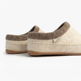Toni Pons ALBONS Womens Wedge Mule Slippers Beige side view showing felt upper and rubber sole.