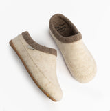 Toni Pons ALBONS Womens Wedge Mule Slippers Beige top view showing soft felt upper and slip-on design