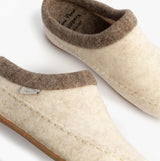 Toni Pons ALBONS Womens Wedge Mule Slippers Beige side view showing felt upper and slip-on design.