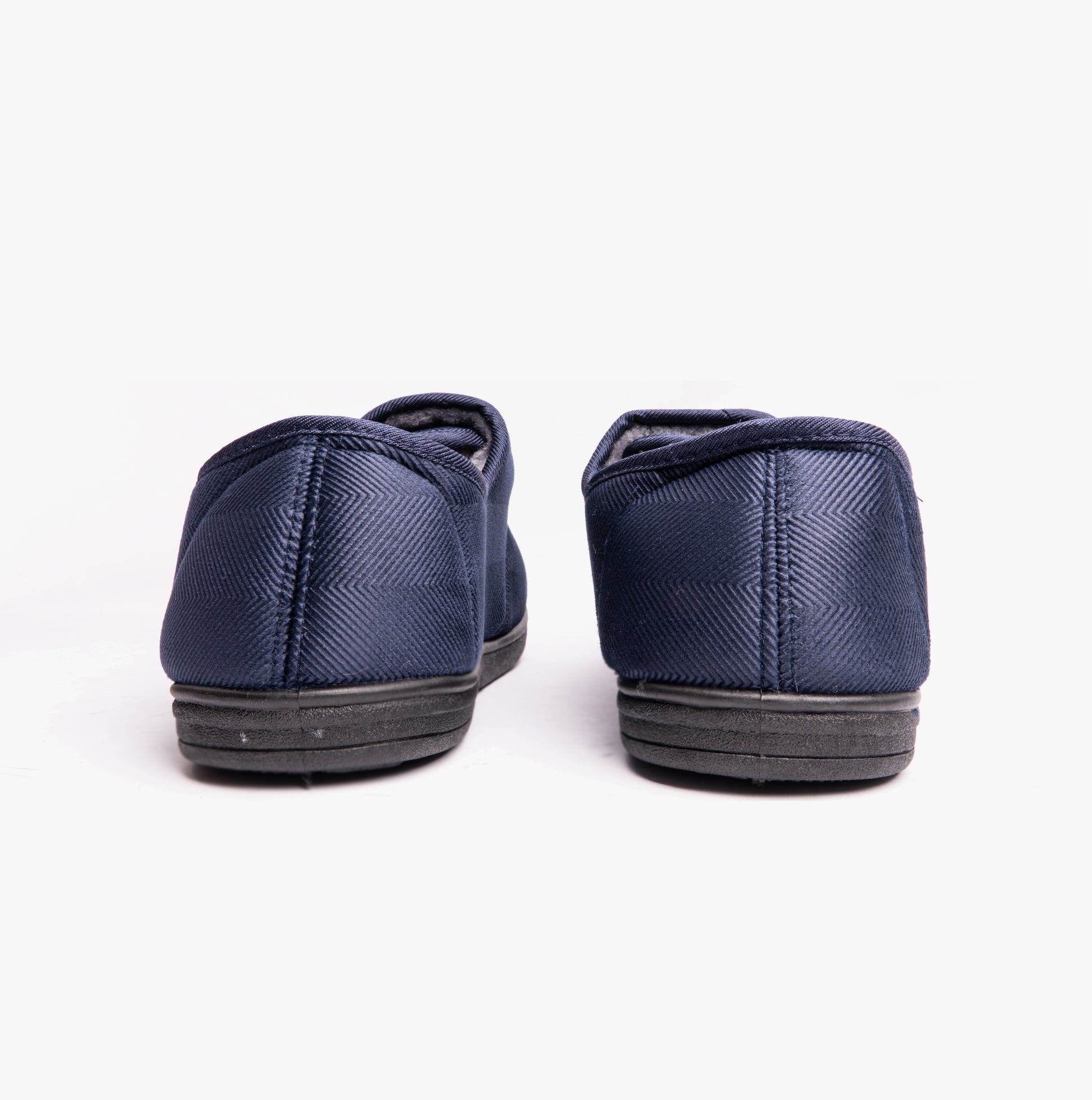 Dr Keller TOM Mens Full Slippers Navy back view showing synthetic upper and relaxed fit.