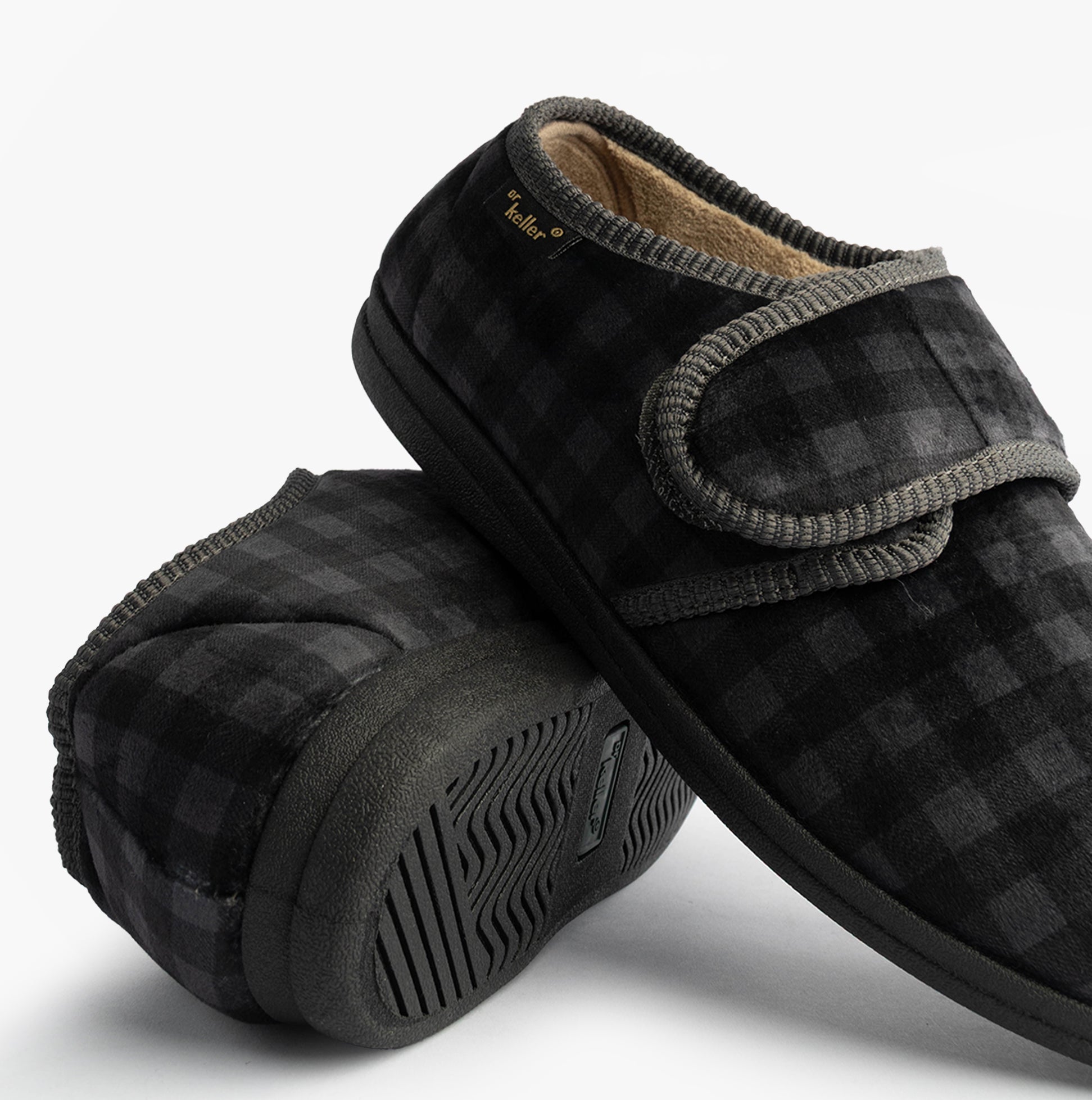 Dr Keller DARREN VELC Mens Touch Fasten Slippers Grey