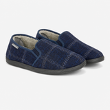 Dunlop OWEN Mens Full Slippers Navy Check