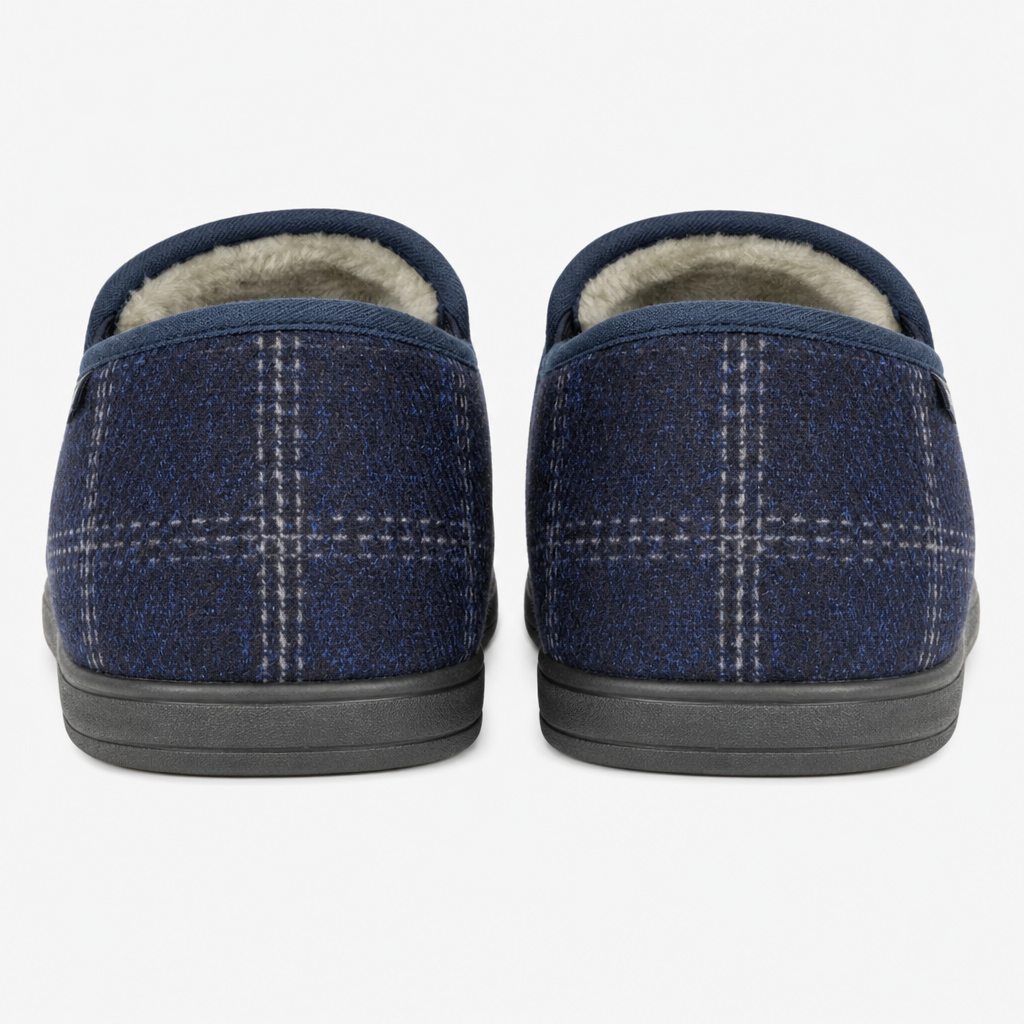Dunlop OWEN Mens Full Slippers Navy Check