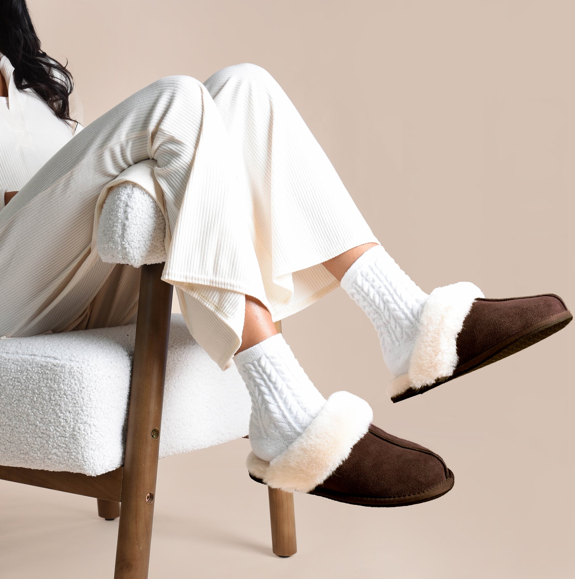 HOS Sheepskin AYLA Womens Mules Espresso