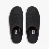 FitFlop CHRISSIE Womens Felt Slippers Black top view showing soft felt material and slip-on design