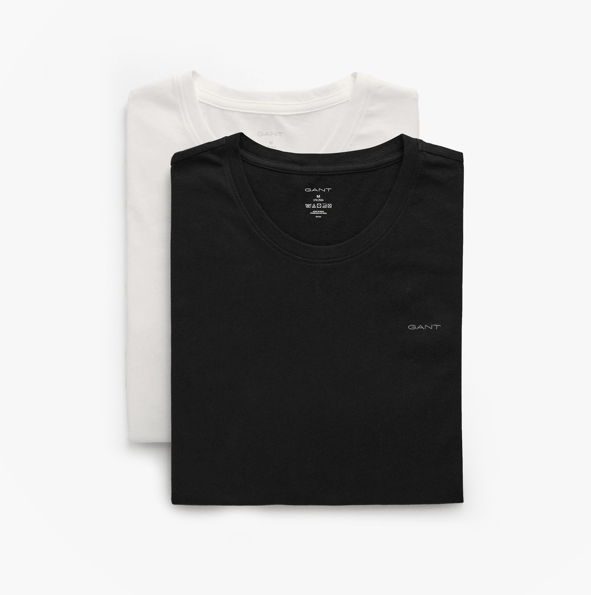 GANT Mens C-Neck T-Shirt 2-Pack Black/White front view showcasing black and white crew neck t-shirts.