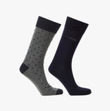 GANT DOT AND SOLID SOCKS 2-Pack Mens Charcoal Melange side view showcasing polka dot and solid designs.