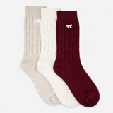 Totes Toasties SUPERSOFT ANKLE SOCKS WITH EMBROIDERY Womens Crew Socks Burgundy / Cream / Grey