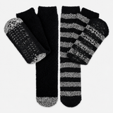 Totes Toasties SUPERSOFT TWIN PACK SLIPPER SOCKS Mens Slipper Socks Black / Grey