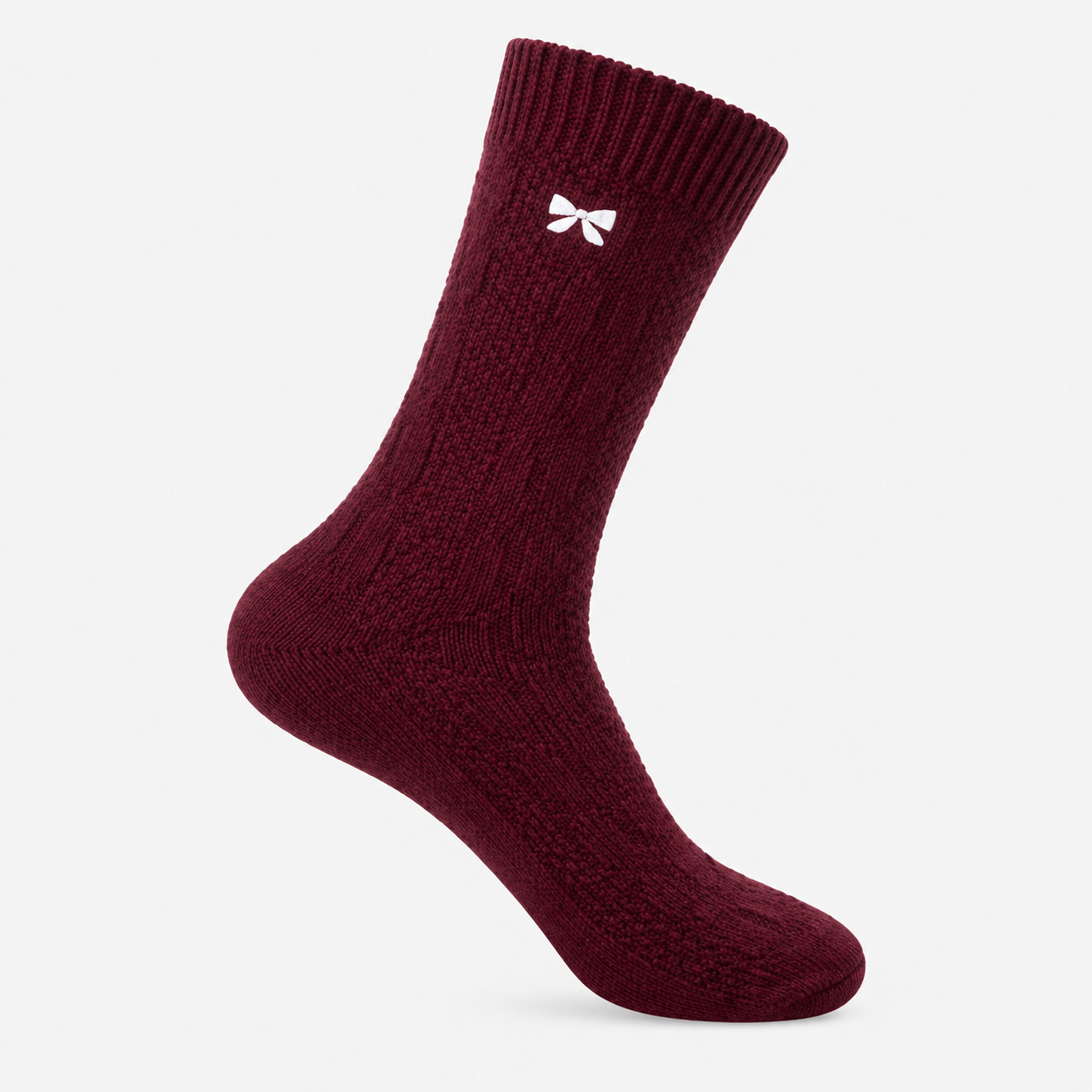 Totes Toasties SUPERSOFT ANKLE SOCKS WITH EMBROIDERY Womens Crew Socks Burgundy / Cream / Grey