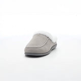 HOS Comfort AVRIL Womens Mule Slippers Grey front view featuring soft fabric and warm lining.