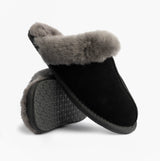 HOS Sheepskin AYLA Womens Real Sheepskin Mule Slippers Black