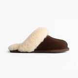HOS Sheepskin AYLA Womens Real Sheepskin Mule Slippers Espresso