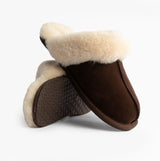 HOS Sheepskin AYLA Womens Real Sheepskin Mule Slippers Espresso