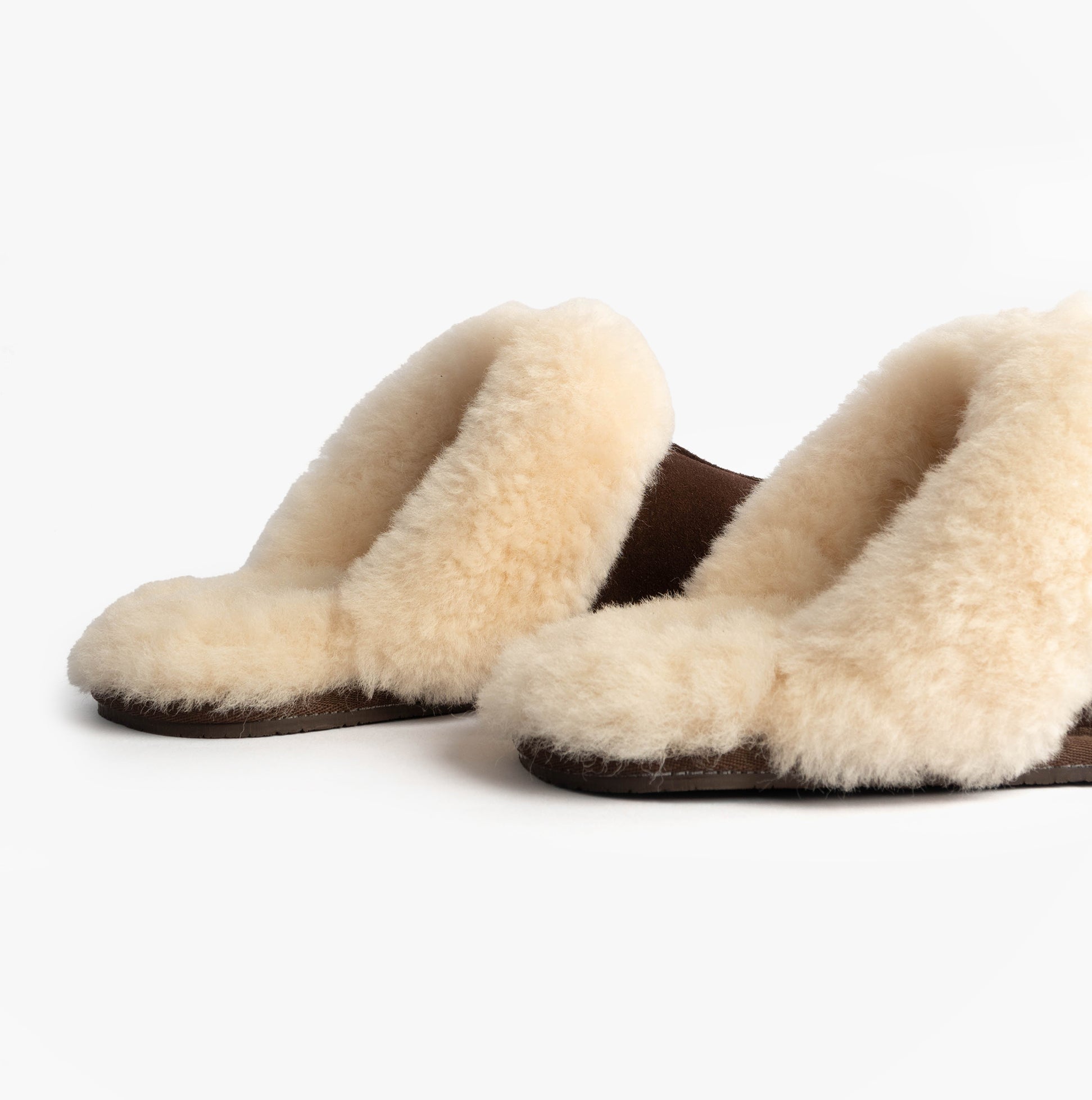 HOS Sheepskin AYLA Womens Real Sheepskin Mule Slippers Espresso