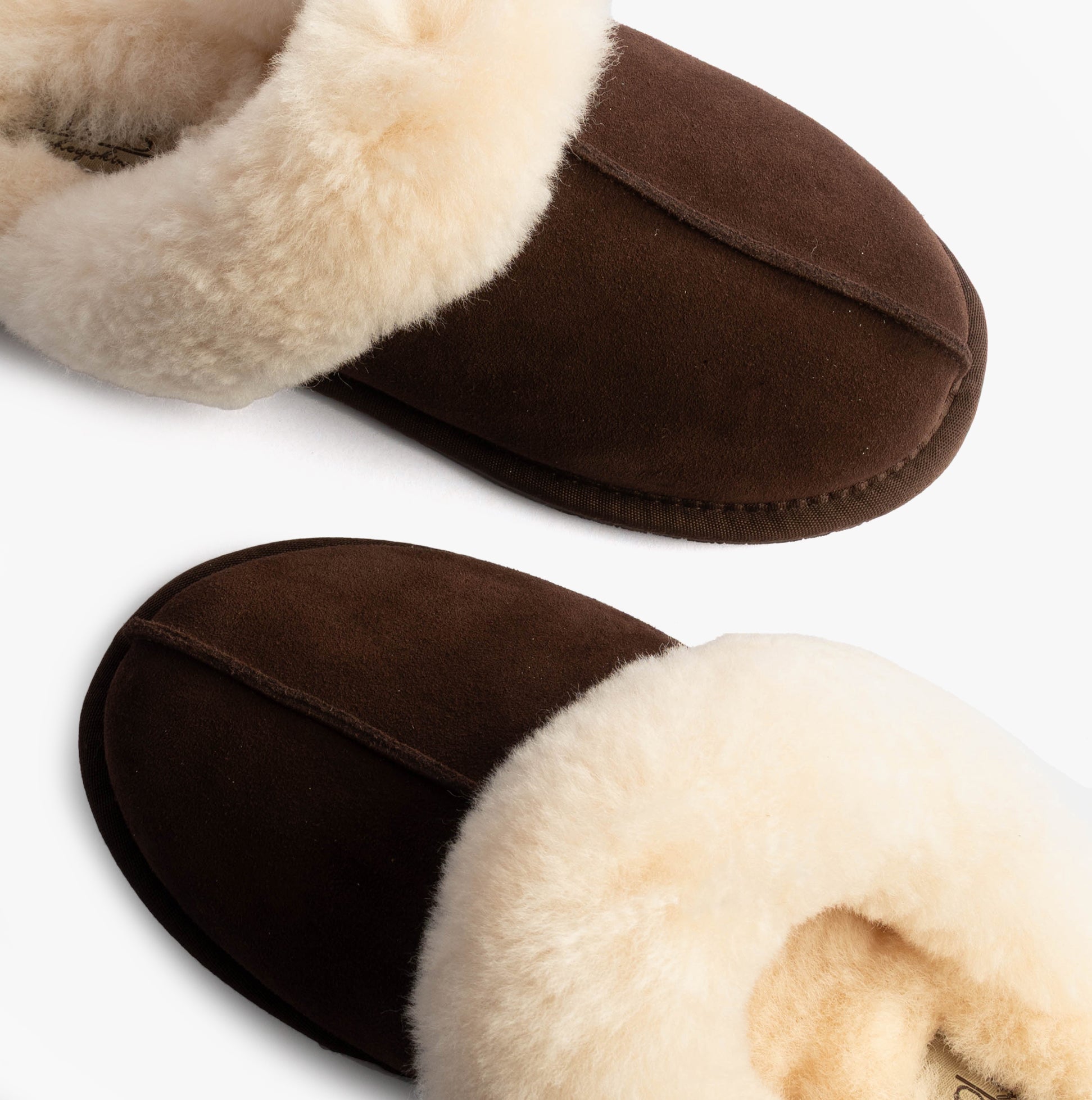 HOS Sheepskin AYLA Womens Real Sheepskin Mule Slippers Espresso