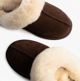 HOS Sheepskin AYLA Womens Real Sheepskin Mule Slippers Espresso
