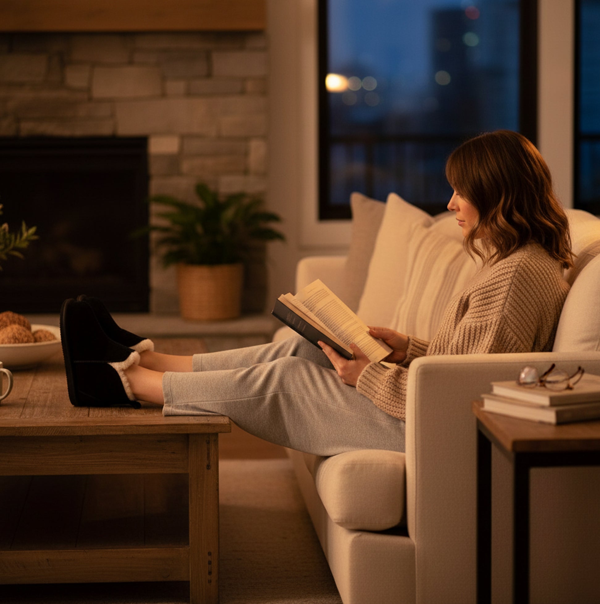 HOS Sheepskin TIA Womens Boot Slippers Black